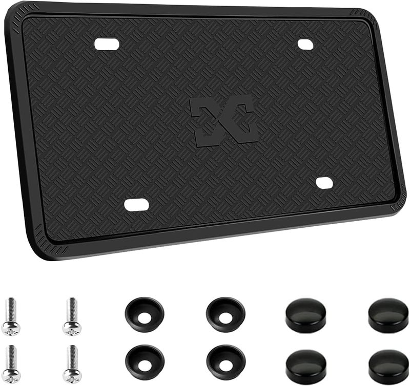 XCLPF Silicone Black License Plate Frame Covers 1 Pack- Front and Back Car Plate Bracket Holders. Rust-Proof, Rattle-Proof, Weather-Proof (Black) - Image 1